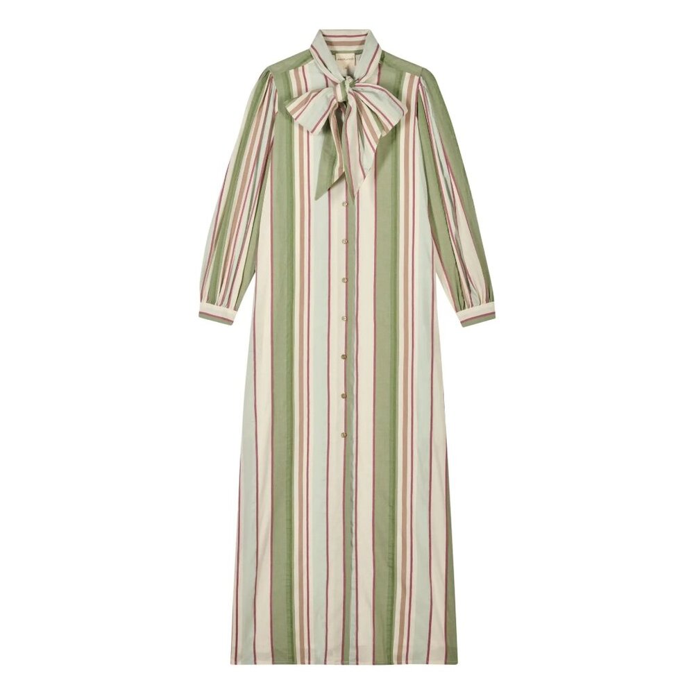 Maria de la Orden Fairytale Stripes Dress in Green